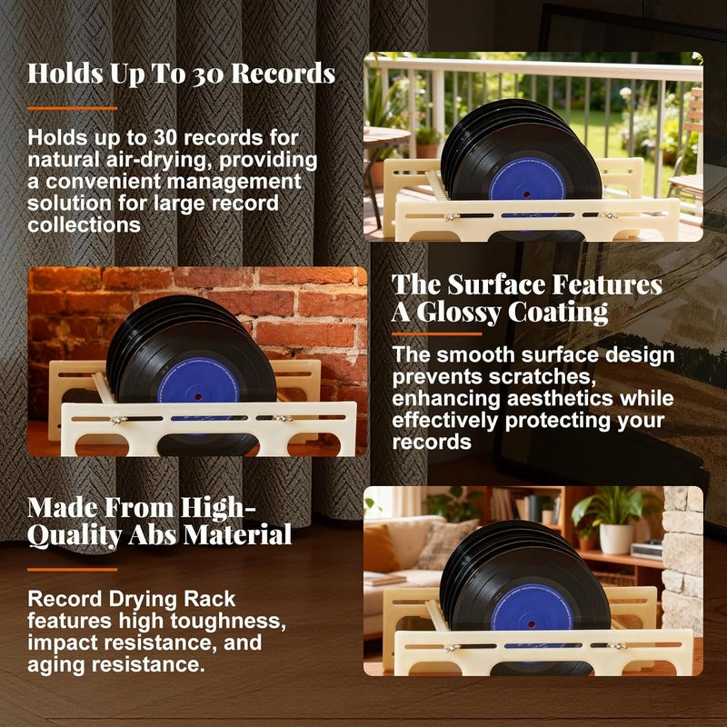 Topyond Record Drying Rack, ABS Plastic Large Capacity Record Storage Holder, Sawtooth Design Vinyl Record Organizer, Drying 30 Records Record Cleaner at a Time, Finished Size 12.6 * 8.86in - Image 3